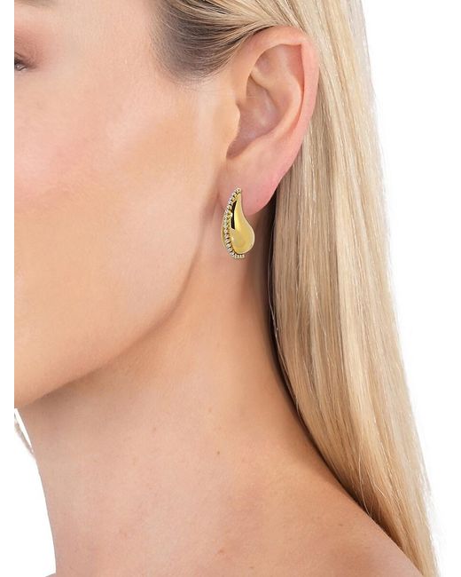 Eye Candy LA Metallic Golden Goldtone & Cubic Zirconia Bean Earrings
