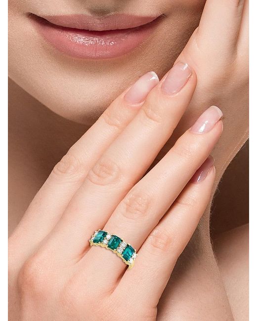 Effy Green 14K Lab-Grown Emerald & 0.51 Tcw Lab-Grown Diamond Ring