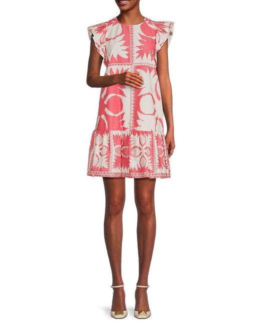 RED Valentino Red Colorblock Pattern A-line Mini Dress