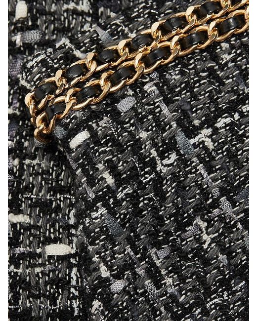 Generation Love Black Stella Chain-Embellished Tweed Miniskirt