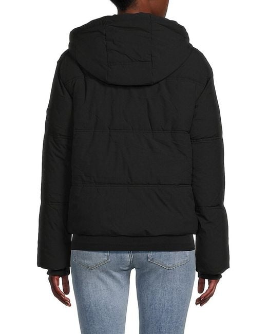 Karl Lagerfeld Natural Hooded Tweed Puffer Jacket