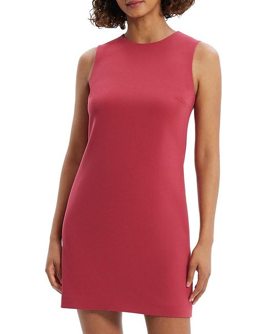 Theory Red Crepe Shift Minidress