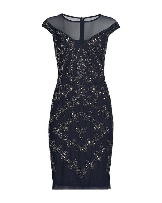 Adrianna Papell Beaded Illusion Sheath Dress in Blue Lyst UK