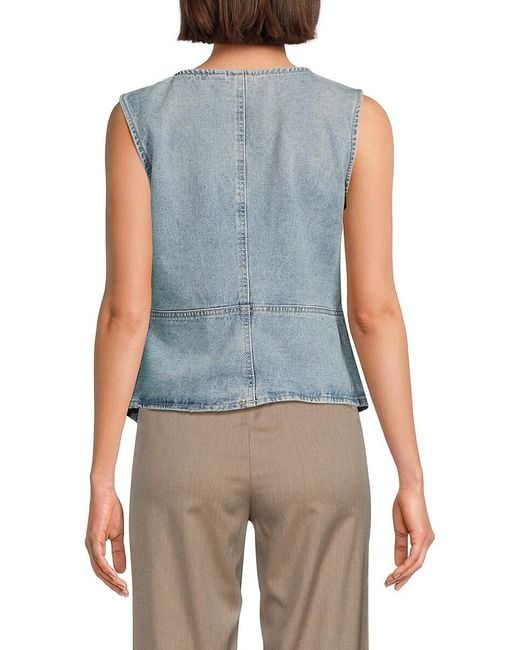 Vero Moda Blue Siola Round Neck Denim Vest