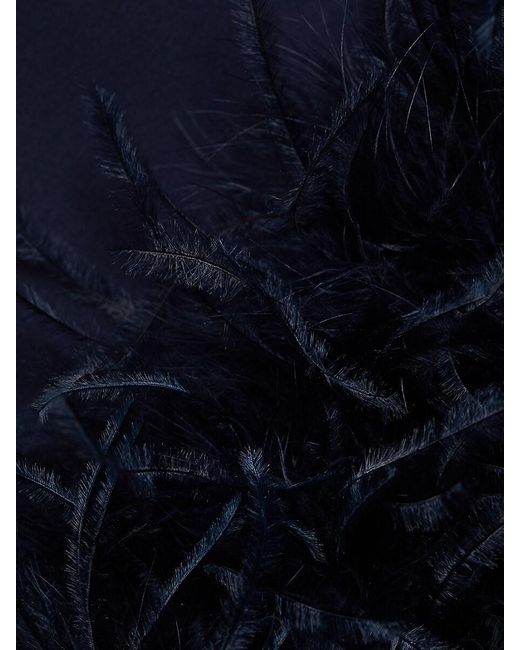 Lamarque Blue Bahira Feather-Trimmed Minidress