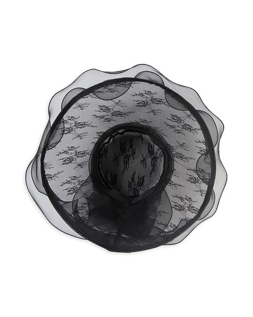 San Diego Hat Black Sheer Rosette Organza Mesh Sun Hat