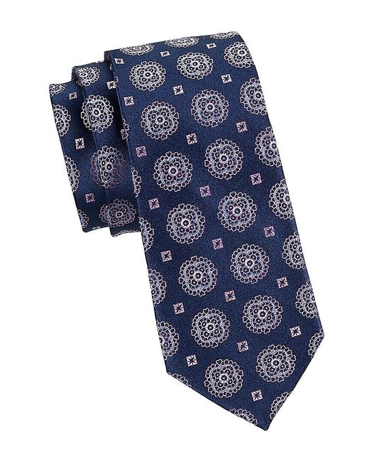 Saks Fifth Avenue Blue Pattern Silk Tie for men