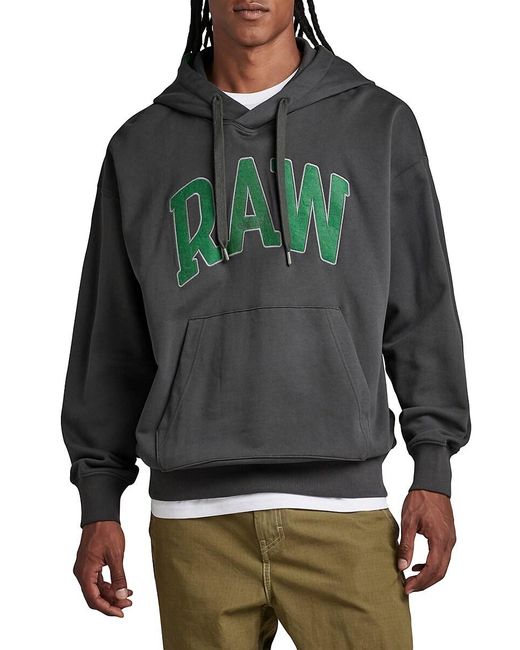 G-Star RAW Gray University Logo Oversized Hoodie for men