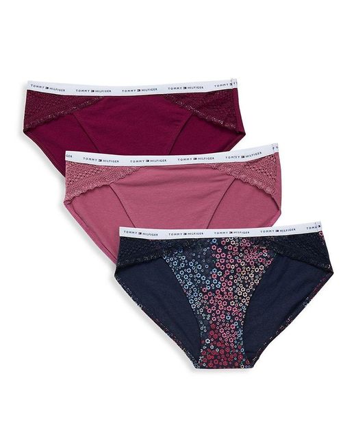 TOMMY HILFIGER Women's 3Pack Hipster Underwear Panty Christmas Snowflakes  Flower