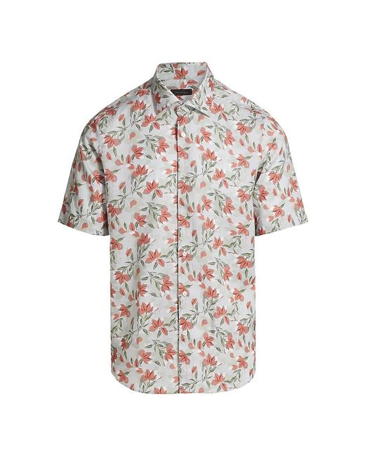 Saks Fifth Avenue White Collection Floral Button-Front Shirt for men