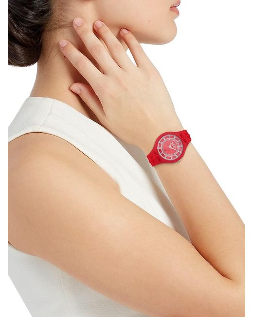 Versus  Red Fire Island Studs Silicone Strap Watch/39Mm
