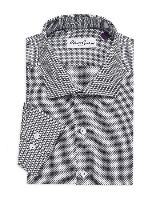 Robert Graham Gray Tailored Fit Geometric Dress Shirt for men