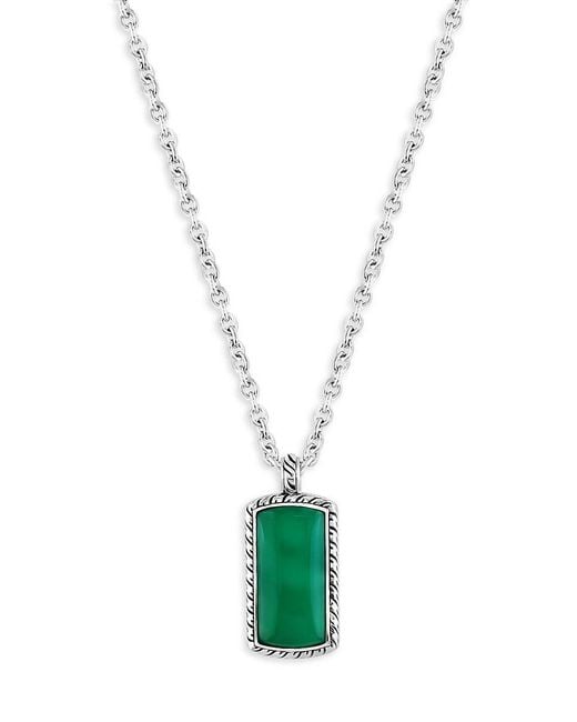 Effy White Sterling Silver & Chalcedony Pendant Necklace for men