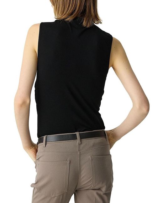 Theory Black Stretch Viscose Draped Top