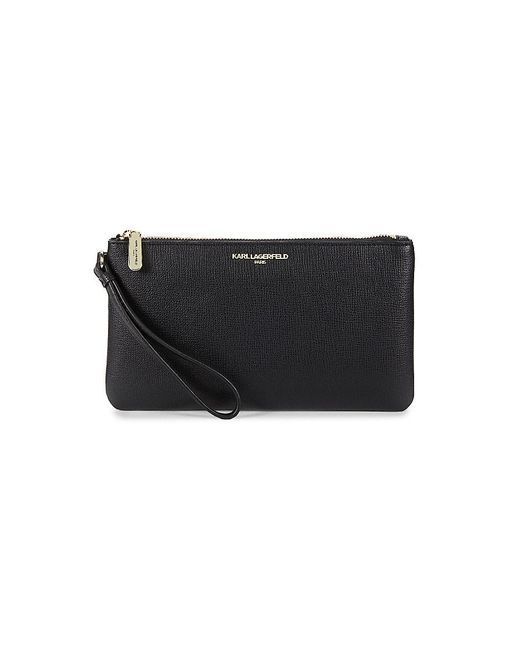 Karl Lagerfeld Solid Wristlet Pouch in Black Lyst