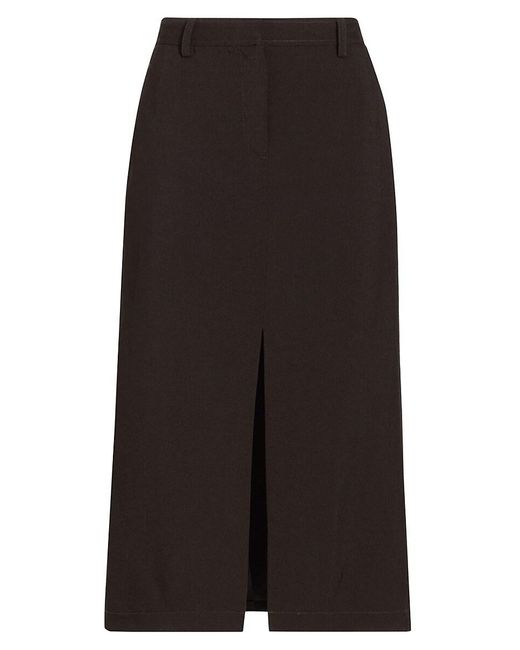 Theory Black A Line Virgin Wool Midi Skirt