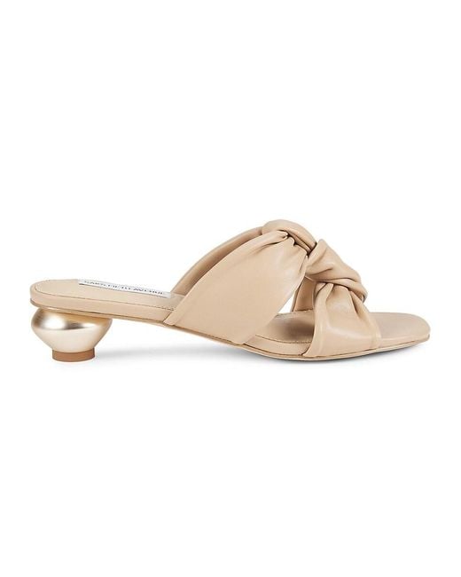Saks Fifth Avenue Black 30Mm Leather Knot Slide Sandals