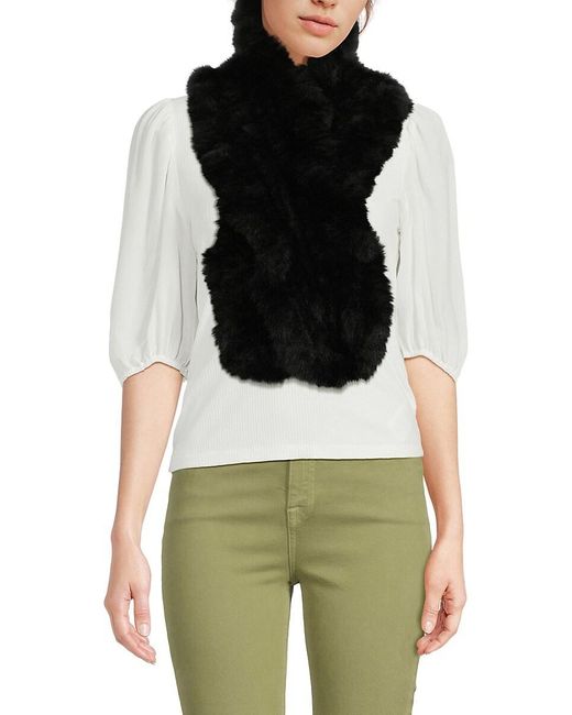 Saks Fifth Avenue Green Faux Fur Scarf