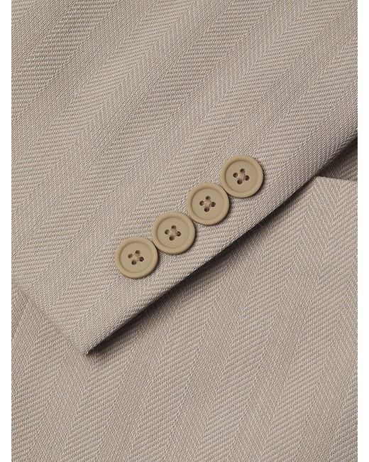 Calvin Klein Gray Herringbone Wool-Blend Slim-Fit Blazer for men