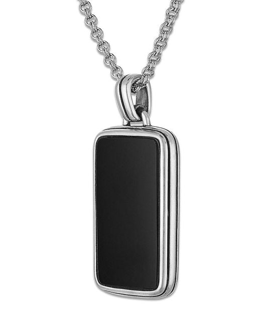 Esquire Black Sterling & Onyx Dog Tag Pendant Necklace for men
