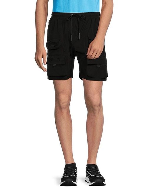 American Stitch Black Tactical Drawstring Cargo Shorts for men