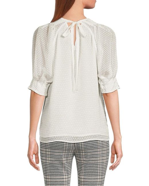 Tommy Hilfiger White Pleated Textured Top
