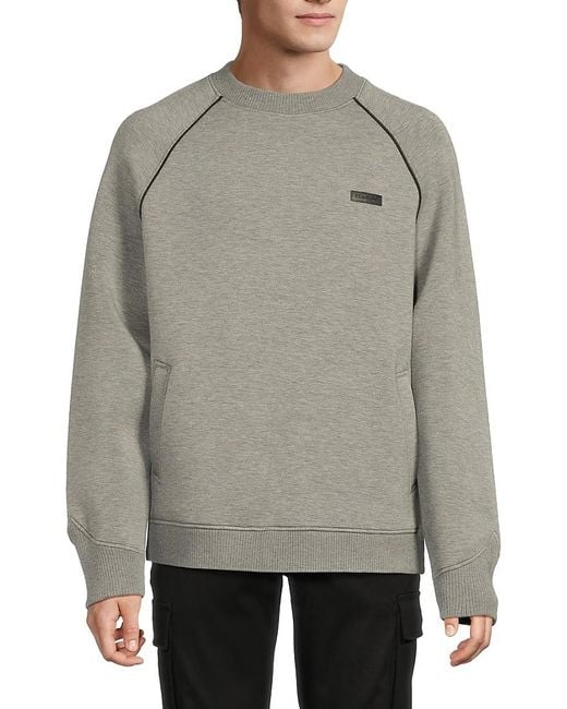 Karl Lagerfeld Gray Heathered Raglan Sleeve Sweatshirt for men