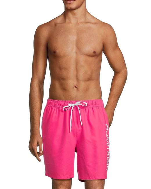 Calvin Klein Pink Core Volley Logo Swim Shorts for men