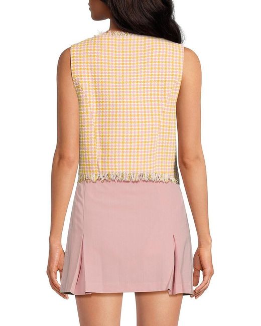 Walter Baker Pink Dana Tweed Frayed Vest