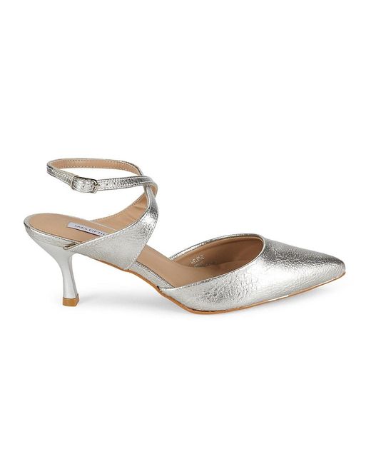 Saks Fifth Avenue Metallic Helene Pewter Crisscross Pumps