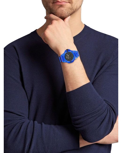 Philipp Plein Blue The $kull Synthetic 45mm Polycarbonate & Silicone Strap Watch for men