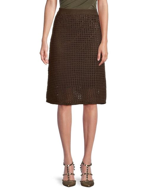 Theory Brown Woven Eyelet Skirt