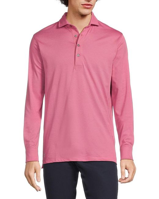 Greyson Pink Omaha Long Sleeve Polo for men