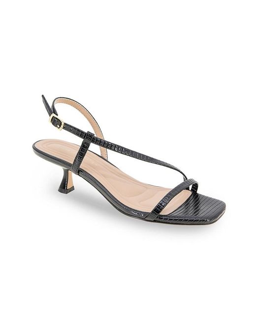 BCBGeneration Metallic Inaya 50Mm Crocodile-Embossed Faux Leather Kitten-Heel Sandals