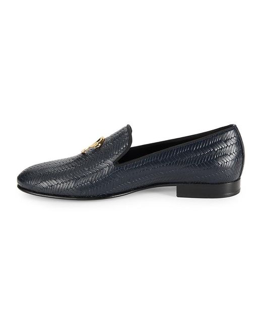 Class Roberto Cavalli Black Textured Leather Slip On Loafers for men