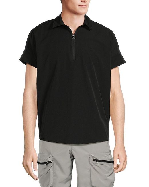 American Stitch Black Zip Front Polo for men