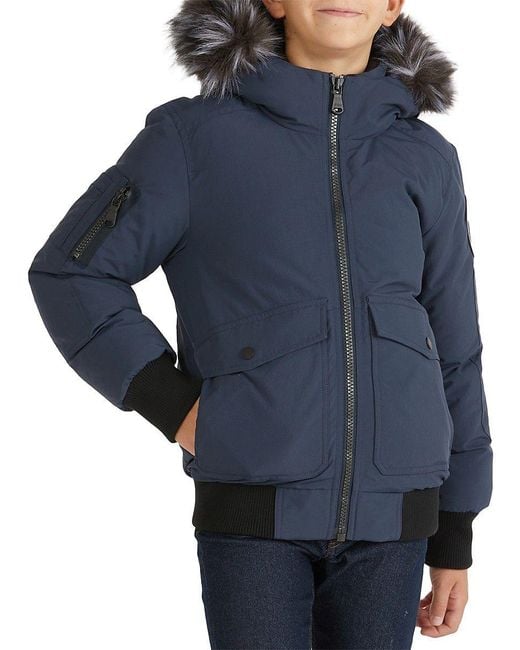 Pajar Little Boy's & Boy's Anderson Faux Fur Hood Bomber Jacket in Blue