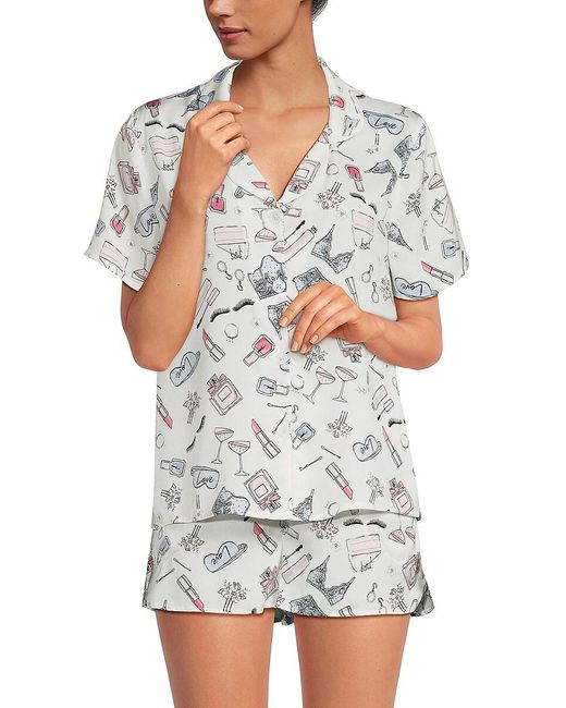 Room Service Pjs Gray 2-piece Print Pajama Set