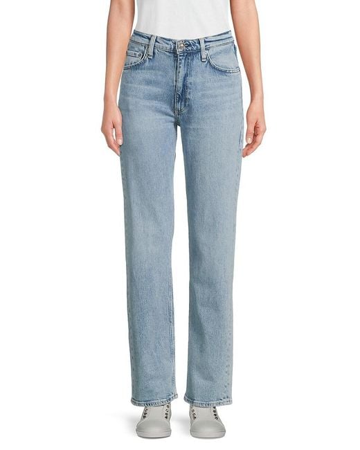 Rag & Bone Blue Harlow Mid-Rise Straight Jeans