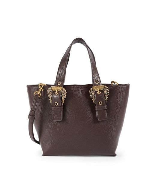 Versace Brown Textured Logo Top Handle Bag