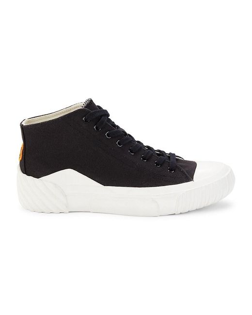KENZO Black Two Tone Canvas High Top Platform Sneakers for men
