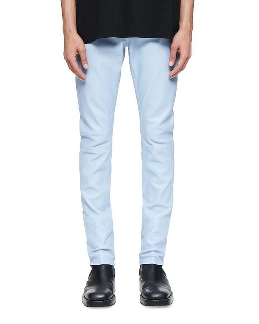 Purple Brand Blue D-stretch Leather Skinny Pants for men