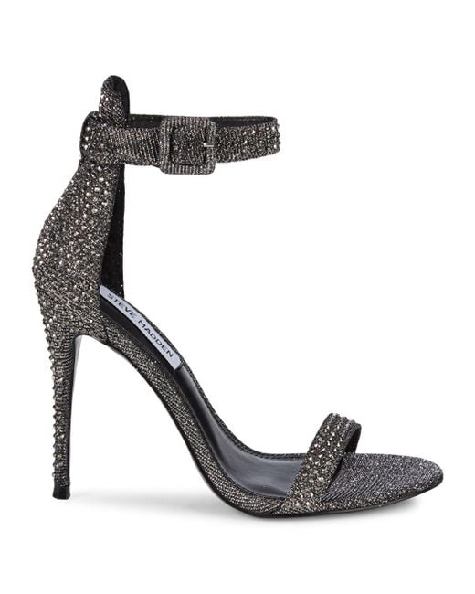 Steve Madden Black Mischa Rhinestone High Heel Sandals