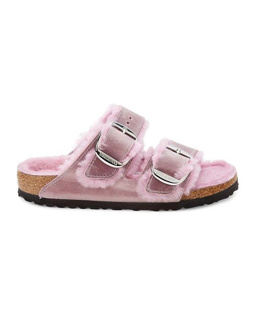 Birkenstock Arizona Shearling Leather Sandals in Pink Lyst