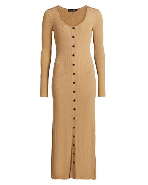 Proenza Schouler Natural Athena Rib-Knit Button-Front Dress