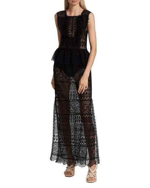 Ulla Johnson Lilia Sheer Lace Maxi Dress in Black | Lyst