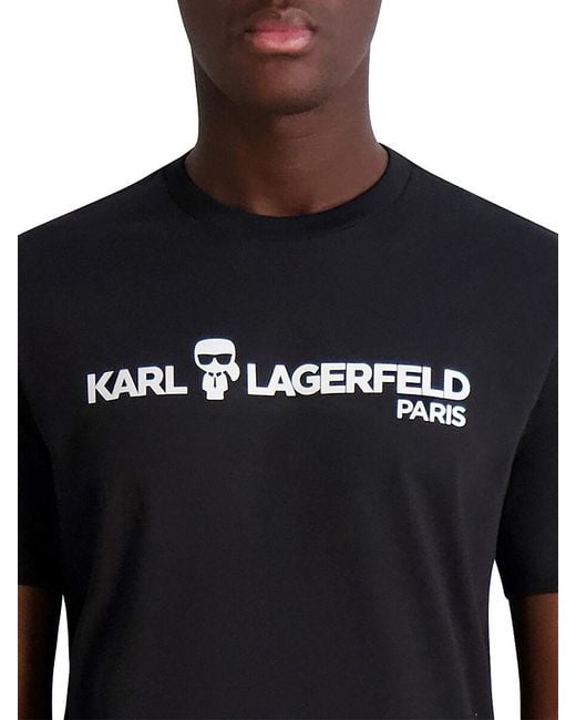 Karl Lagerfeld Blue Logo Cotton T-Shirt for men