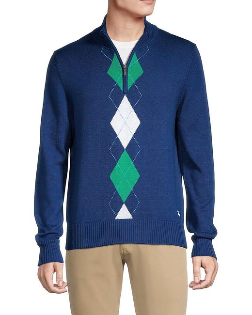 Brooks Brothers Argyle Supima Cotton Quarter Zipup Pullover in