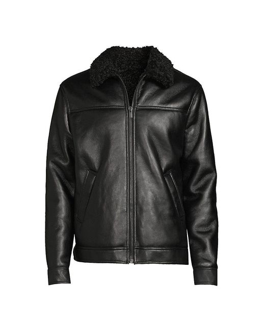 The Kooples Faux Fur Lined Faux Leather Jacket in Black for Men Lyst