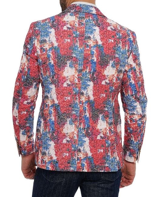 Robert Graham Red Eagan Floral Cotton-Blend Two-Button Sport Coat for men
